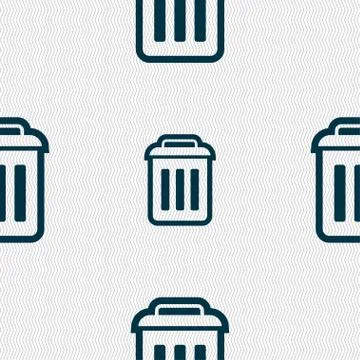 The trash icon sign. Seamless pattern with geometric texture. Stock Illustration