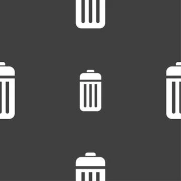 The trash icon sign. Seamless pattern on a gray background. Stock Illustration