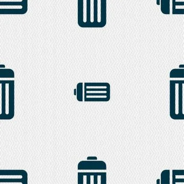 The trash icon sign. Seamless pattern with geometric texture. Stock Illustration
