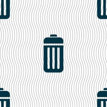 The trash icon sign. Seamless pattern with geometric texture. Stock Illustration