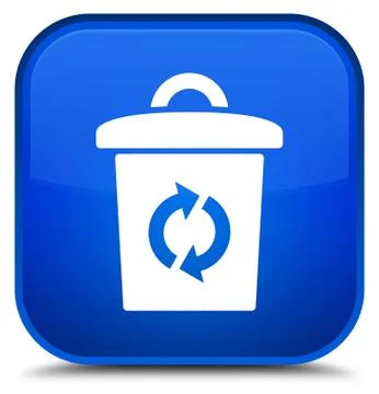 Trash icon special blue square button Stock Illustration