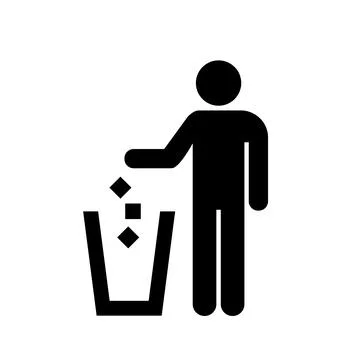 Trash icon. Vector illustration of dispose of trash logo Stock Illustration