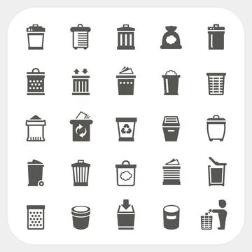 Trash icons set Stock Illustration
