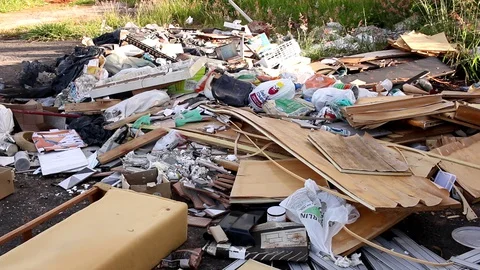 Trash Illegally Dumped Stock Footage 129706749