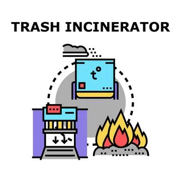 Trash incinerator process converting waste to energy icon Stock Illustration