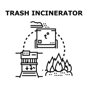 Trash incinerator process converting waste to energy icon Stock Illustration