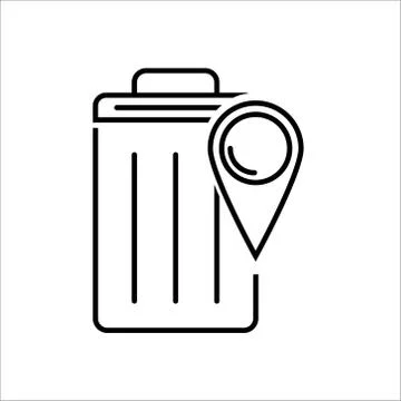 Trash location icon on white background. Vector illustration Illustrazione stock