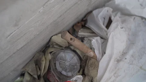 Trash lying in nature, environmental disaster. Video stock 301385087