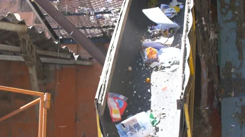 TRASH MACHINE SEPARATING WASTE Stock Footage 139607388