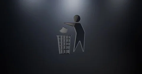 Trash Man Black 3d Icon Video stock 75861419