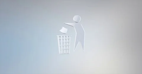 Trash Man White 3d Icon Stock Footage 77536849
