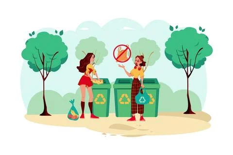 Trash Management Illustration concept on white background Ilustración de archivo