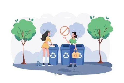 Trash Management Illustration concept on white background Ilustración de archivo