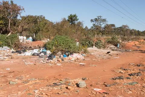 Trash mostly cardboard and plastic bottles that homeless people pick up Stock Photos