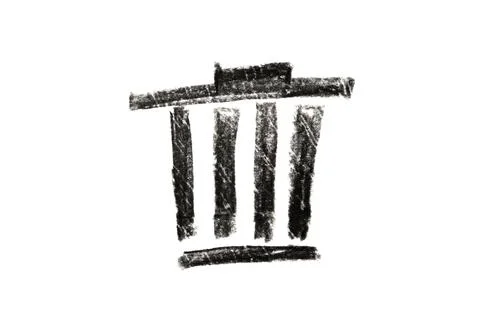 Trash or delete icon drawn in black pencil. Stock Photos