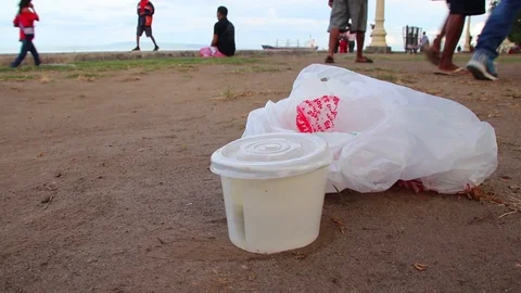 Trash or Garbage in Public Beach Stock-Footage 111187267