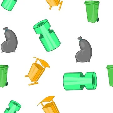 Trash pattern, cartoon style Stock Illustration