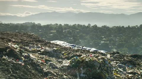 Trash pickers collect garbage in an open dump site Video stock 10572517
