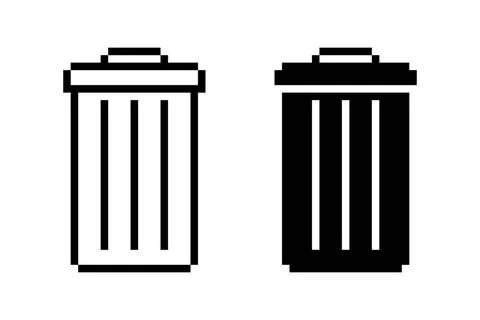 Trash Pixel Symbol einfaches Design Pixel Kunst Trash pixel icon simple de... Stock Photos