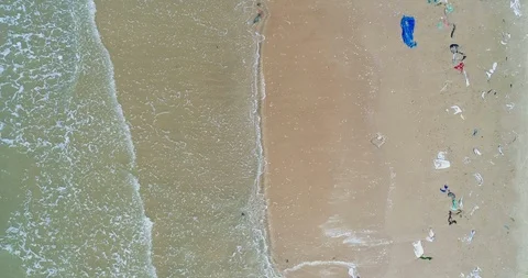 Trash, plastic, garbage, bottle... environmental pollution on the beach 스톡 동영상 113042887