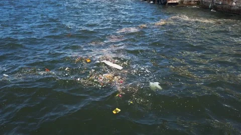 Trash, plastic, garbage, bottle... environmental pollution on the beach - Sea Po Stock Footage 219782354