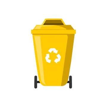 Trash recycle bin container for garbage illustration design elements. flat ic Stock Illustration