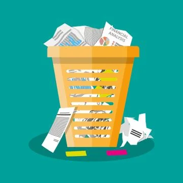 Trash Recycle Bin Garbage Flat Vector Illustration Stock Illustration