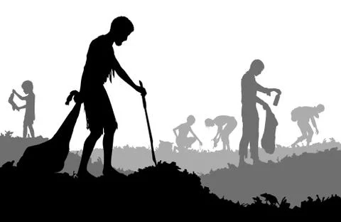 Trash scavengers Stock Illustration