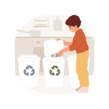 Trash sorting at home isolated cartoon vector illustration. Ilustración de archivo
