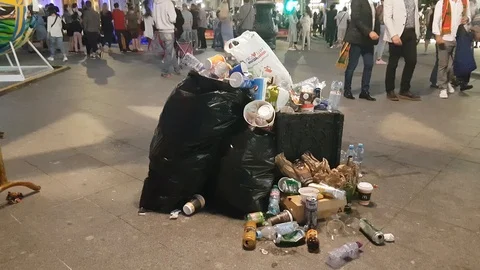 Trash On The Street Stock Footage 91098892