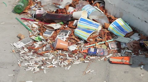 Trash on the street, pollution Stock Footage 68683152