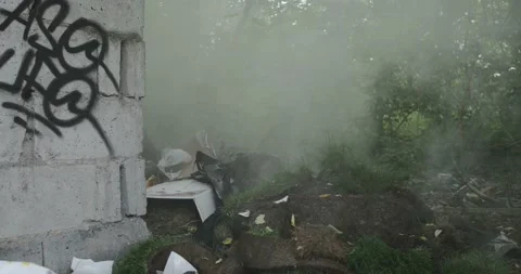 Trash in the suburb of the city Stock Footage 93007233