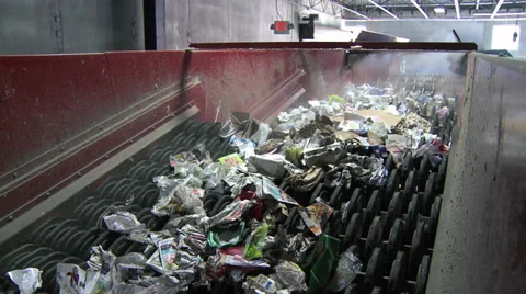 Trash on a wheel conveyor (1 of 8) Stock Footage 32283461