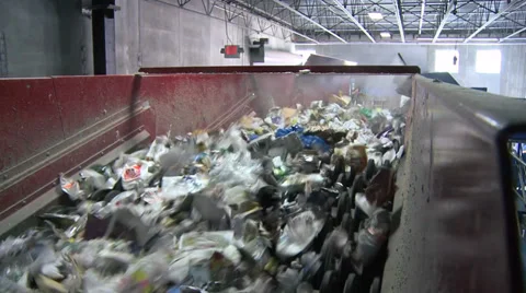 Trash on a wheel conveyor (2 of 8) Stock Footage 32283484