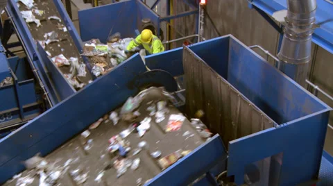 Trash workers on a conveyor (6 of 10) Stock Footage 32283524