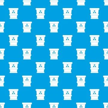 Trashcan containing radioactive waste pattern seamless blue Illustrazione stock