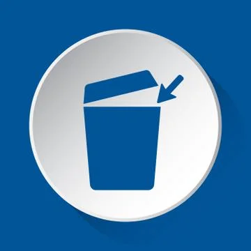 Trashcan - simple blue icon on white button Stock Illustration