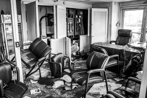 Trashed office space Stock Photos