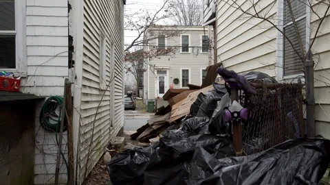 Trashed Residential Property Stock Footage 91144286