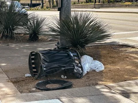 Trashed Trash Can Stock Photos
