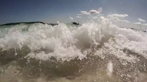 Trasparent waves in the crystalline sea Stock Footage 81813929