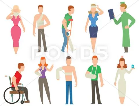 Trauma accident and human body safety vector people silhouette Stock Illustration