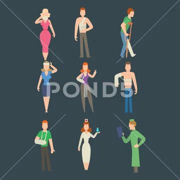 Trauma accident and human body safety vector people silhouette Stock Illustration