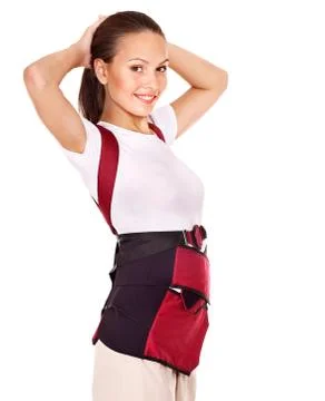 Trauma of back. corset for posture. Stock Photos