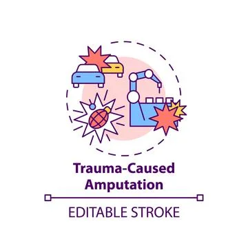 Trauma-caused amputation concept icon 스톡 일러스트