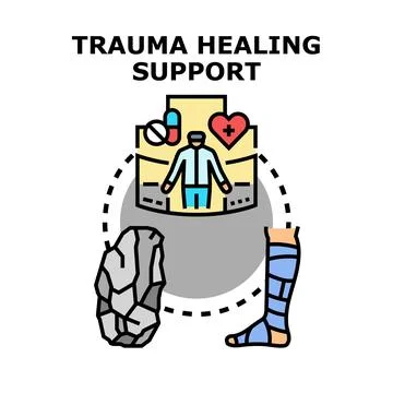 Trauma healing support concept with digital therapy and broken rock Stock Illustration