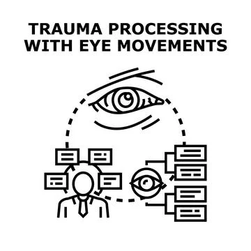 Trauma processing with eye movements therapy concept Stock Illustration