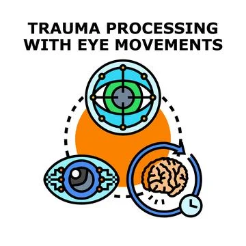 Trauma processing with eye movements therapy concept Stock Illustration