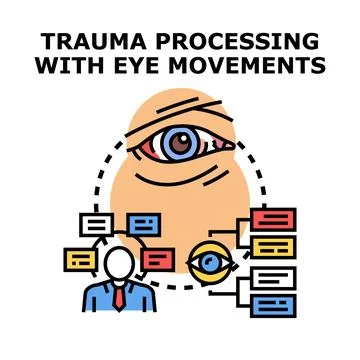 Trauma processing with eye movements therapy concept Stock Illustration
