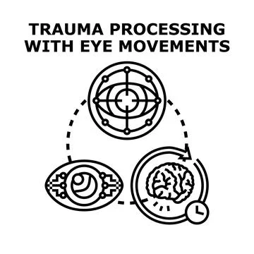 Trauma processing with eye movements therapy concept Stock Illustration